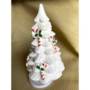 Ron Gordon Designs 8" White Ceramic Musical Christmas Tree Oh Christmas Tree V